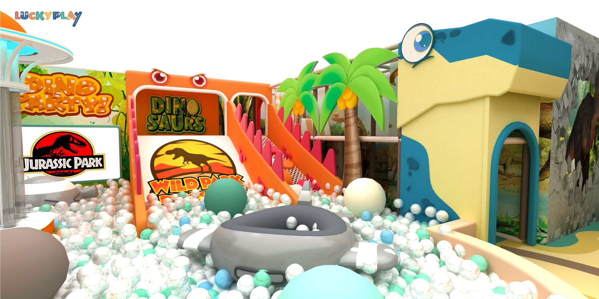 Jungle theme dinosaur style indoor playground design